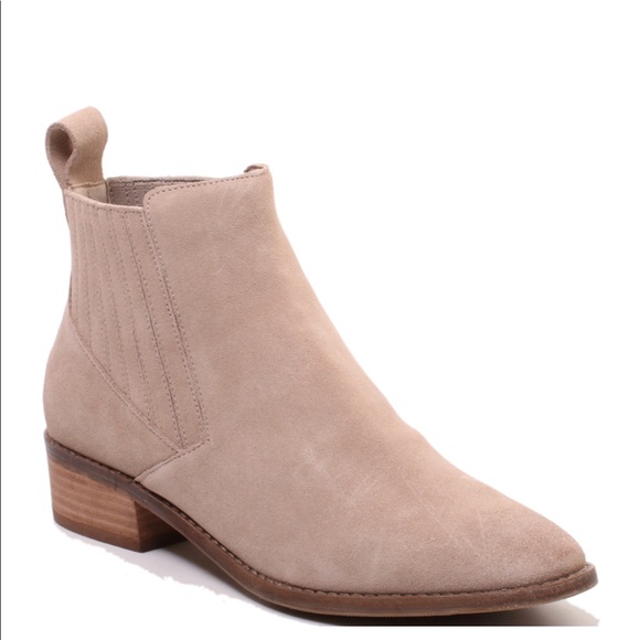 NIB Almond Suede Distressed Slip On Ankle Boots - Picture 2 of 6
